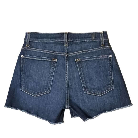 7‎ For All Mankind High Rise Cut-Off Denim Shorts Medium Wash, 3"inseam, Size 26 - Picture 3 of 6